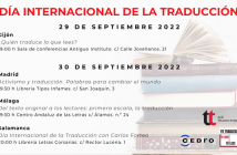 Cartel de actividades de ACE Traductores con motivo del Día Internacional de la Traducción