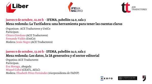 Cartel informativo sobre actividades en Liber 2025