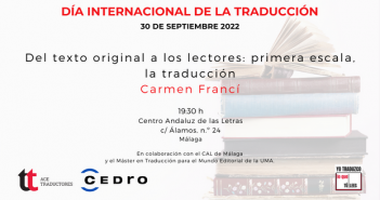 Cartel de la actividad del Día de la Traducción en Málaga