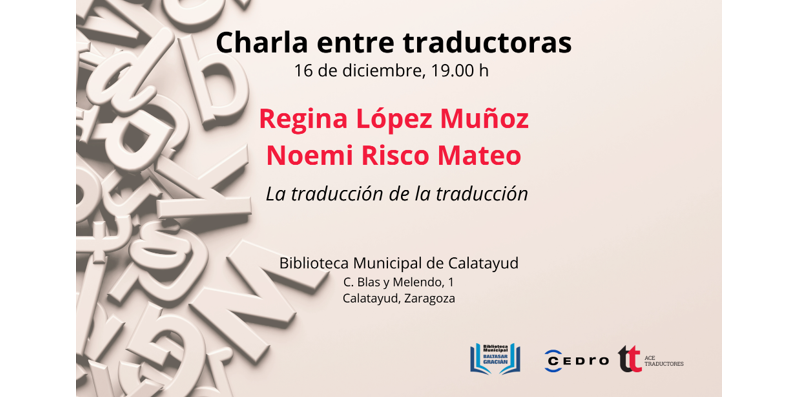Cartel "Charla entre traductoras", diciembre 2025, Calatayud