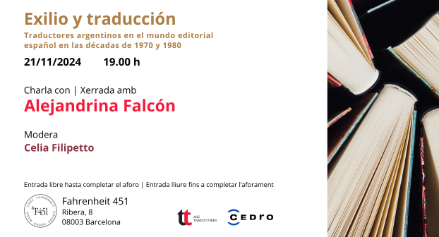 Información sobre el taller "Exilio y traducción", Barcelona, 21/11, 19.00 h.