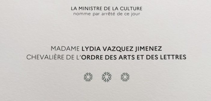 Diploma Caballera de las Artes y Letras de la República Francesa